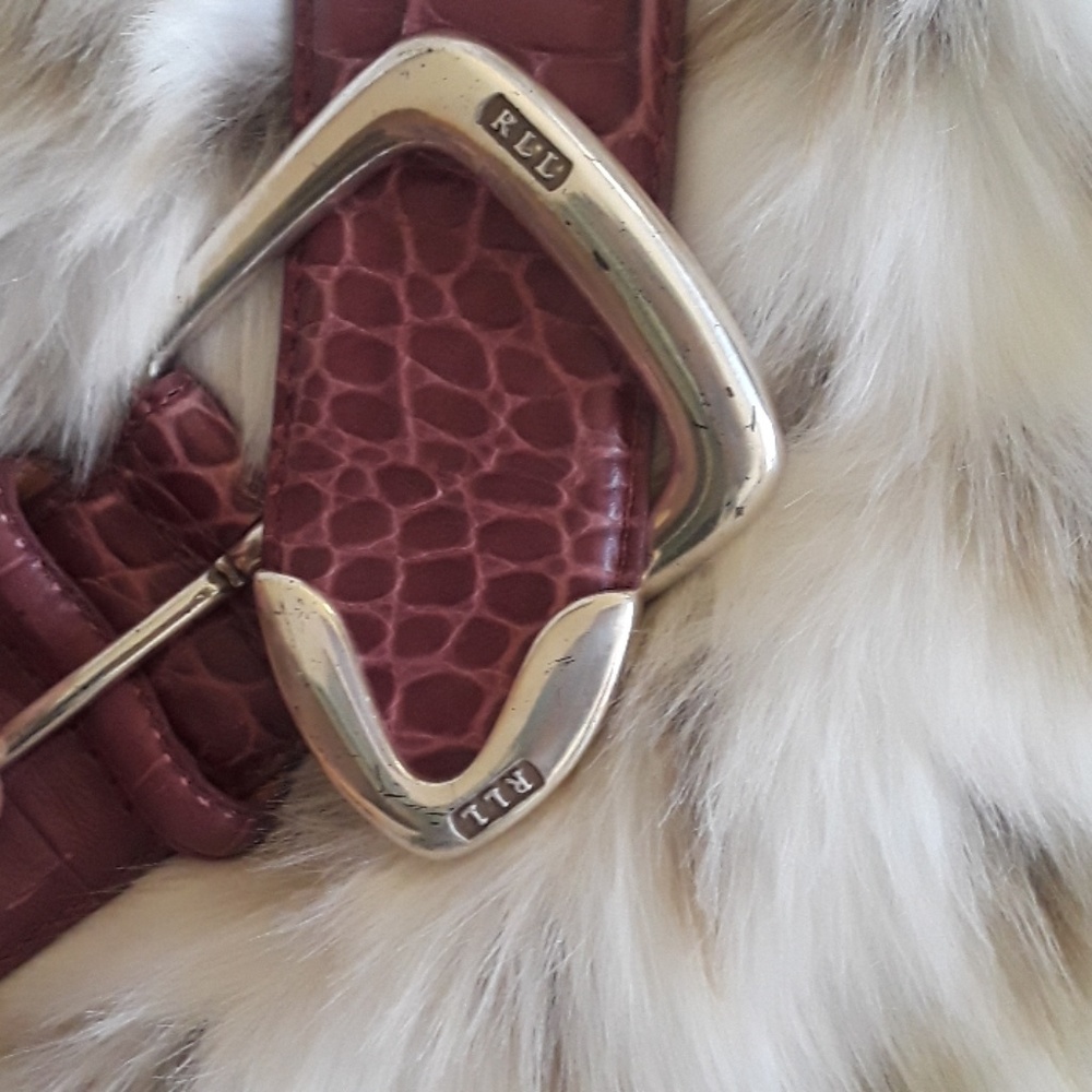 Ralph Lauren Lauren purple pink croc Belt - Picture 7 of 8